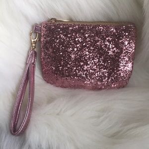 Pretty pink sparkly wristlet